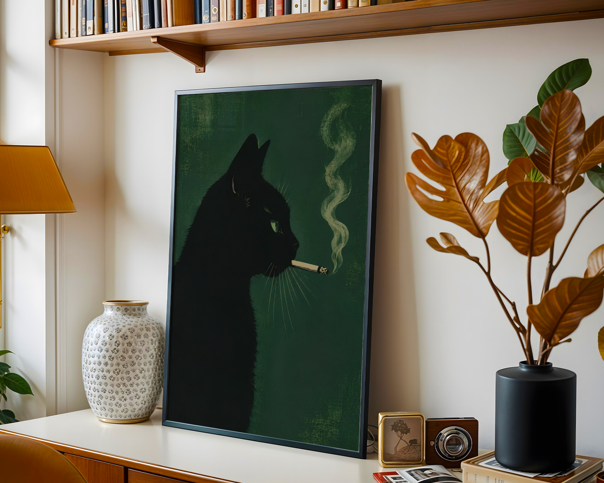 Vintage Smoking Cat