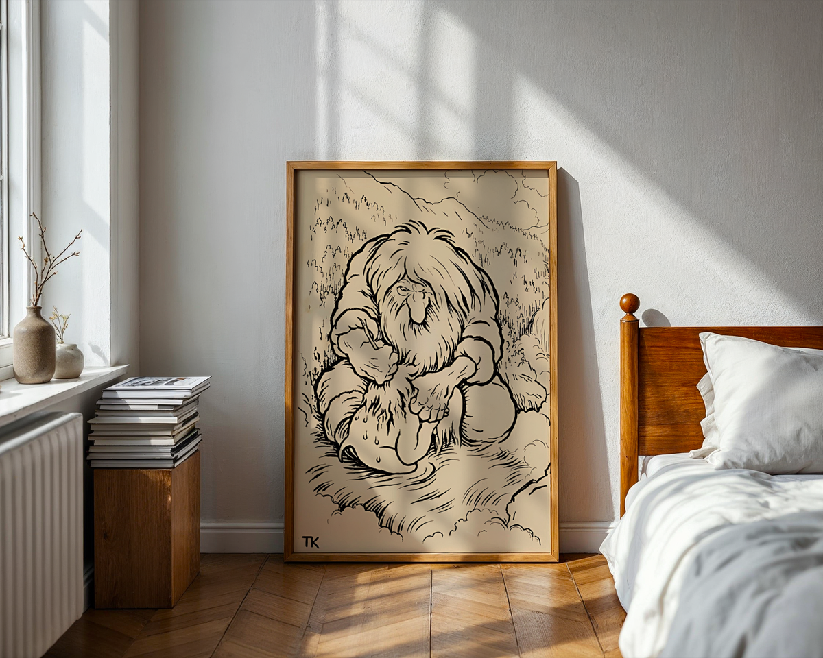 Theodor Kittelsen - Troll som vasker ungen sin