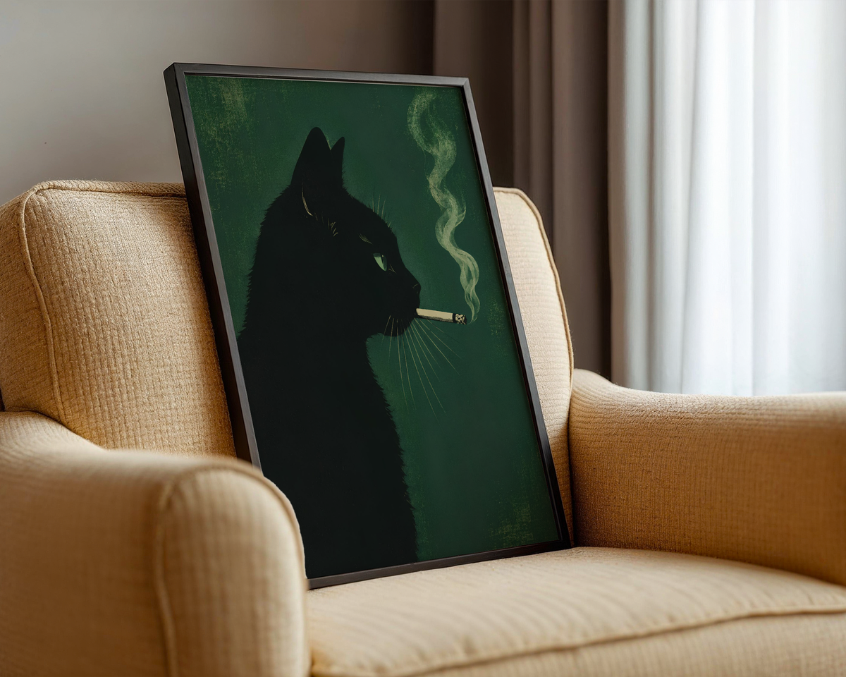 Vintage Smoking Cat