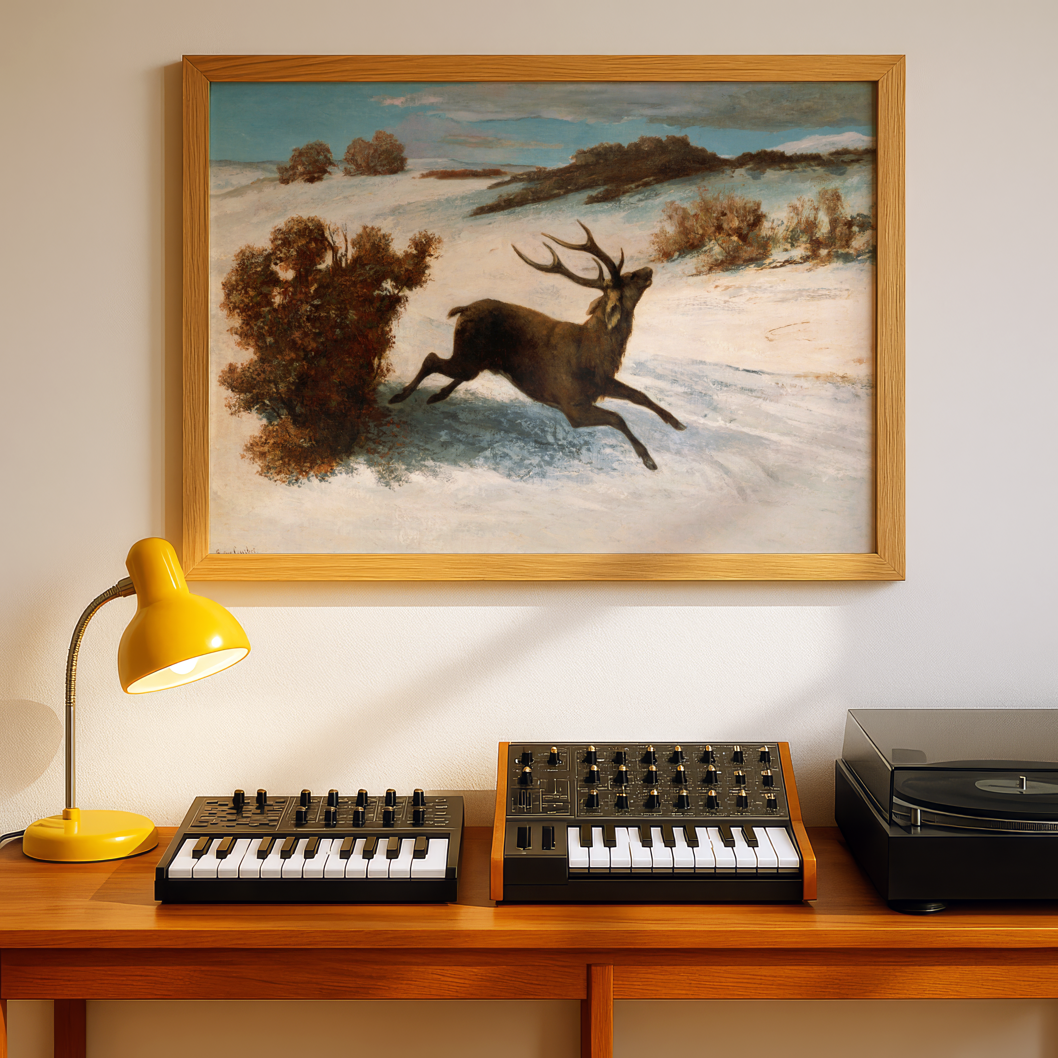 Gustave Courbet - Deer Running in the Snow