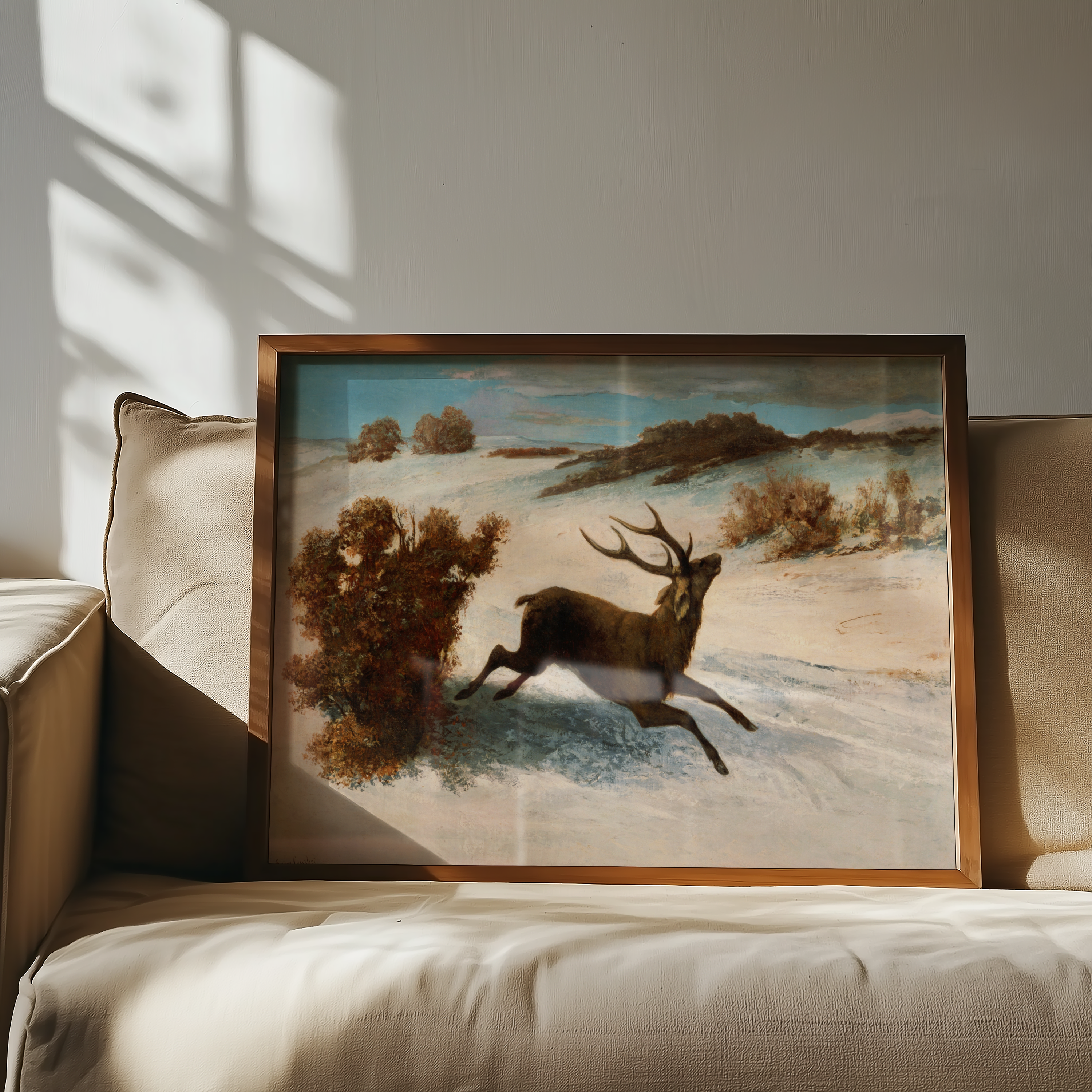 Gustave Courbet - Deer Running in the Snow