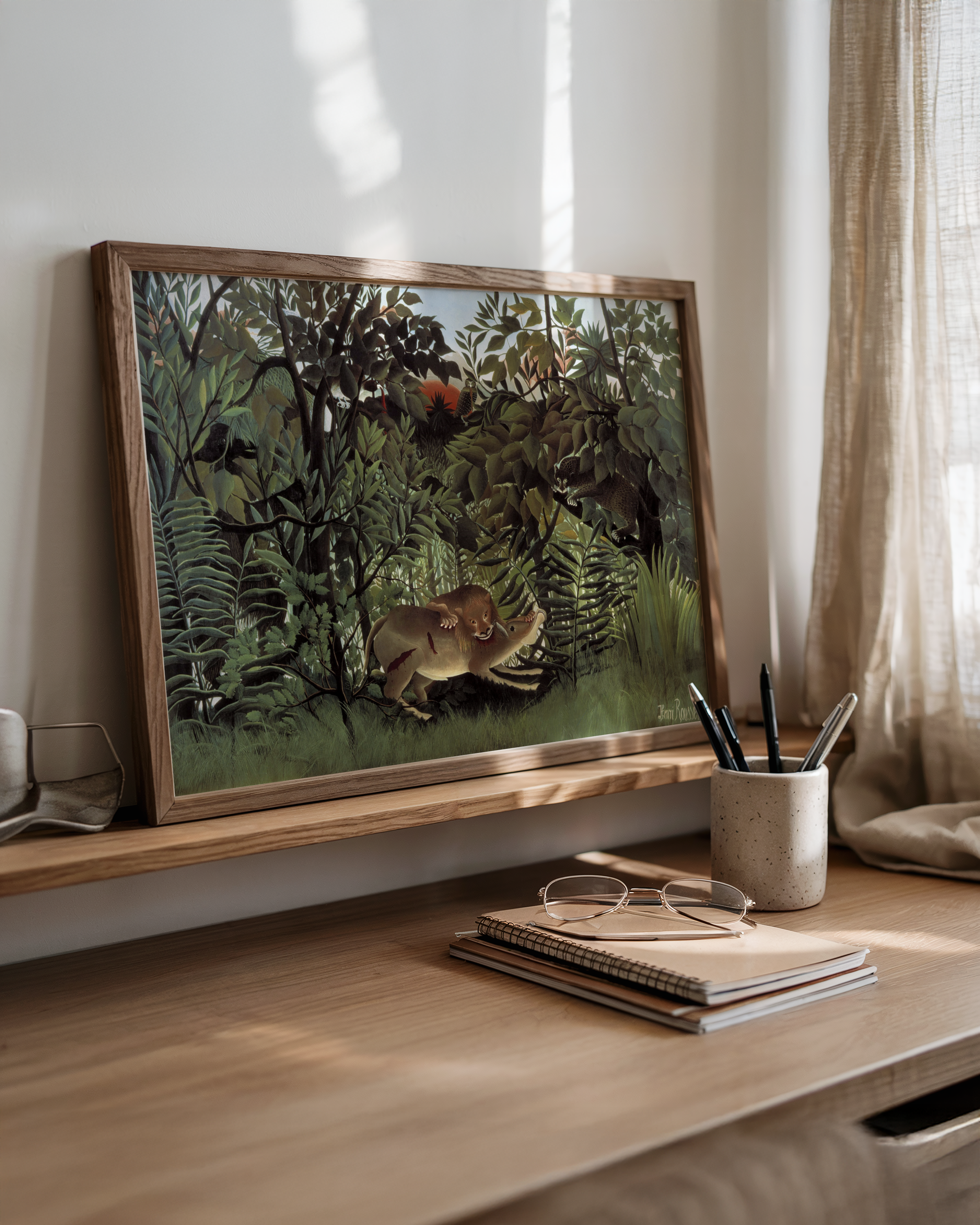 Henri Rousseau - Den sultne løven kaster seg over antilopen