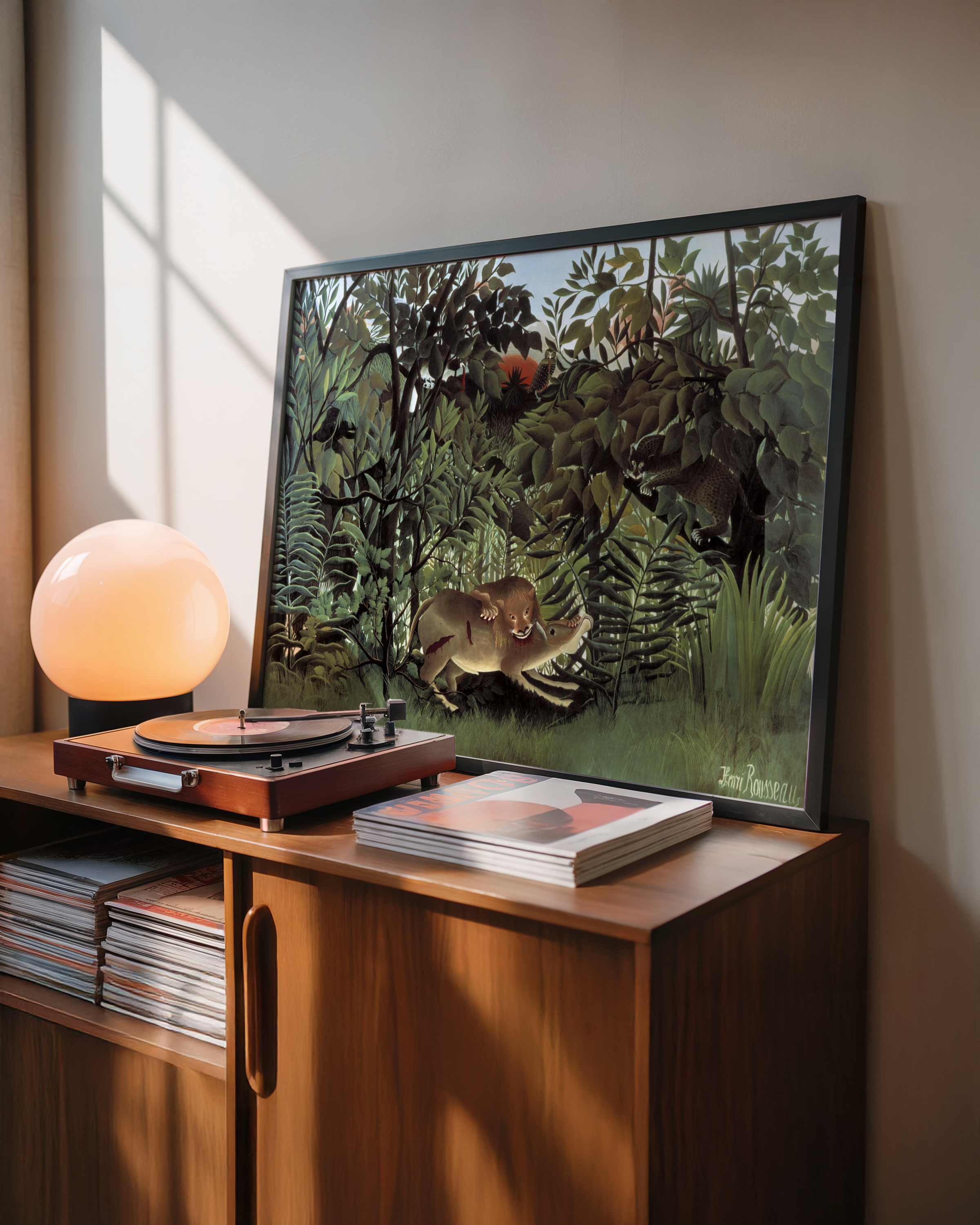 Henri Rousseau - Den sultne løven kaster seg over antilopen