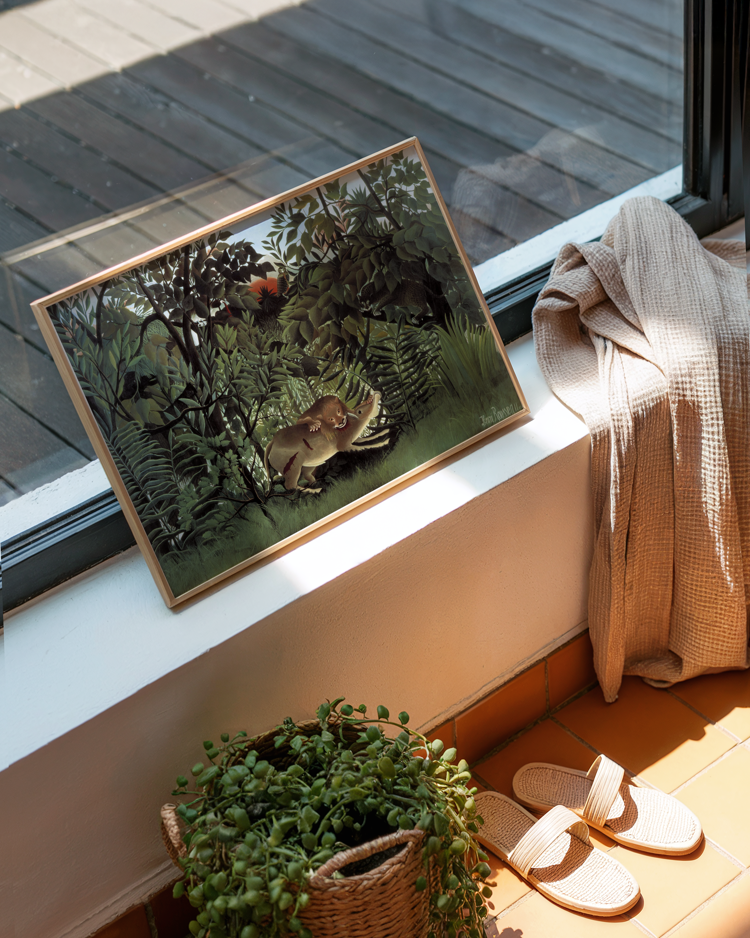 Henri Rousseau - Den sultne løven kaster seg over antilopen