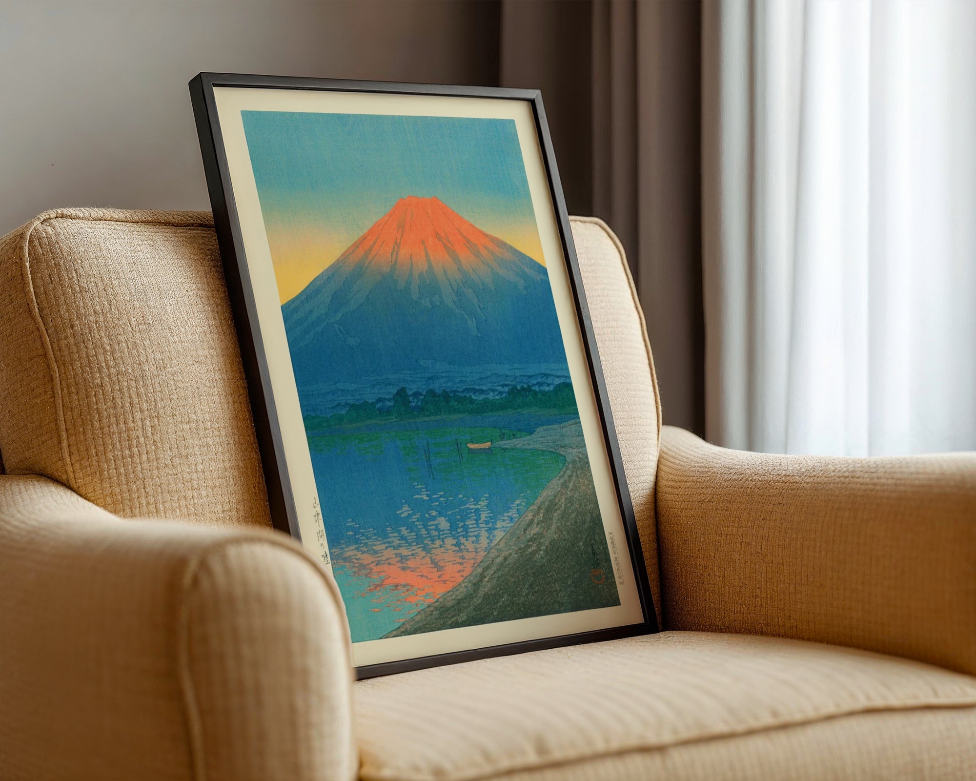 Hasui Kawase - Lake Yamanaka and Mount Fuji