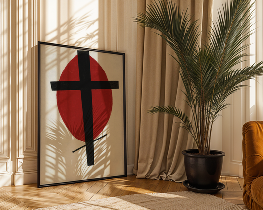 Kazimir Malevich - Mystisk suprematisme (svart kors på rød oval)