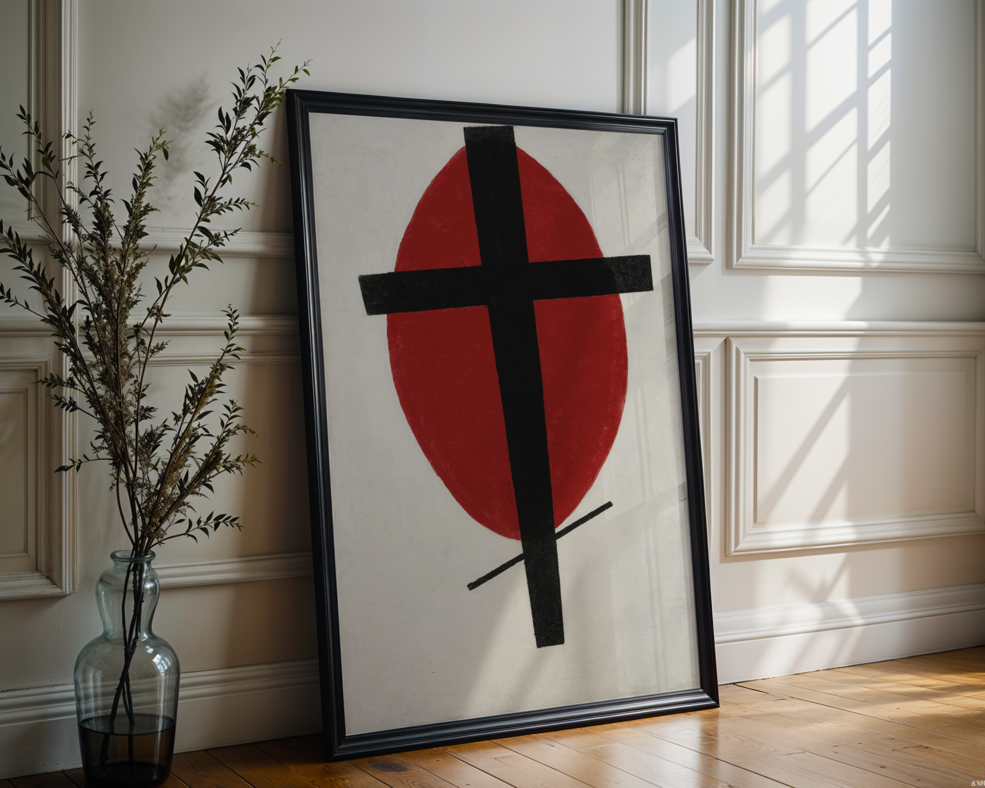 Kazimir Malevich - Mystisk suprematisme (svart kors på rød oval)