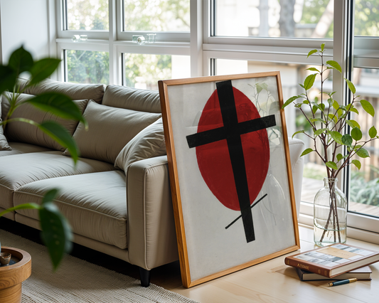 Kazimir Malevich - Mystisk suprematisme (svart kors på rød oval)