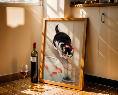 Ohara Koson - Cat and Bowl of Goldfisk (1933)