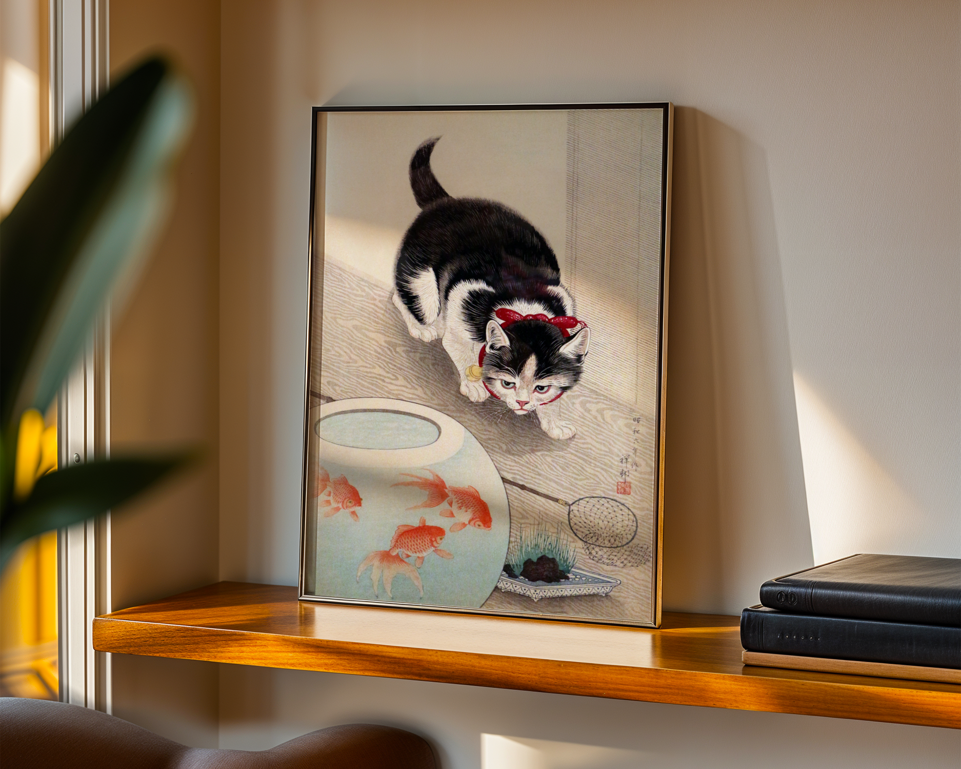 Ohara Koson - Cat and Bowl of Goldfisk (1933)