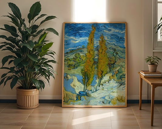 Vincent van Gogh - To poppeltrær i Alpilles nær Saint-Rémy