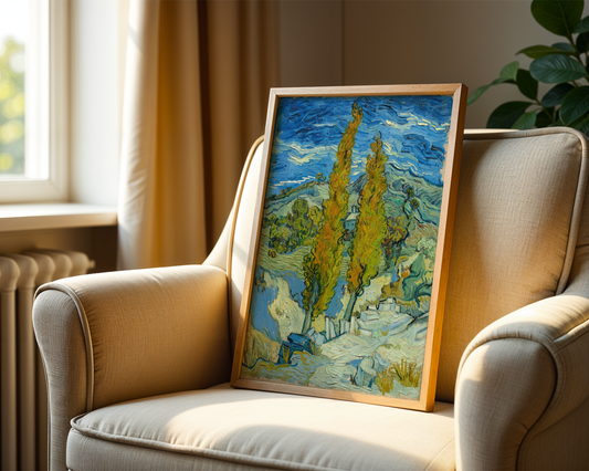 Vincent van Gogh - To poppeltrær i Alpilles nær Saint-Rémy