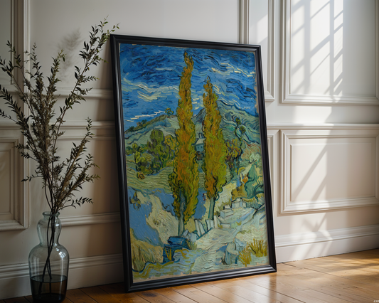 Vincent van Gogh - To poppeltrær i Alpilles nær Saint-Rémy
