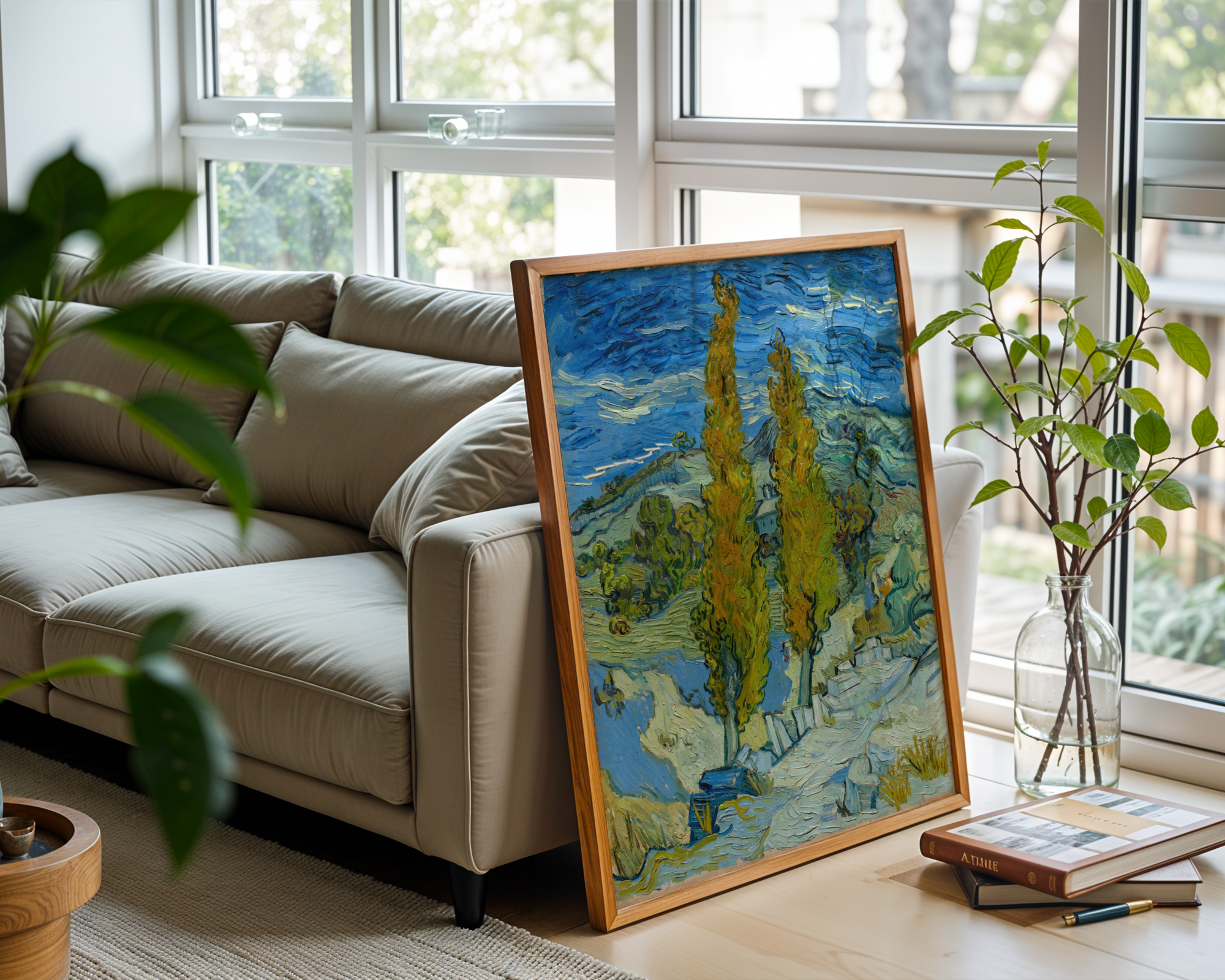 Vincent van Gogh - To poppeltrær i Alpilles nær Saint-Rémy