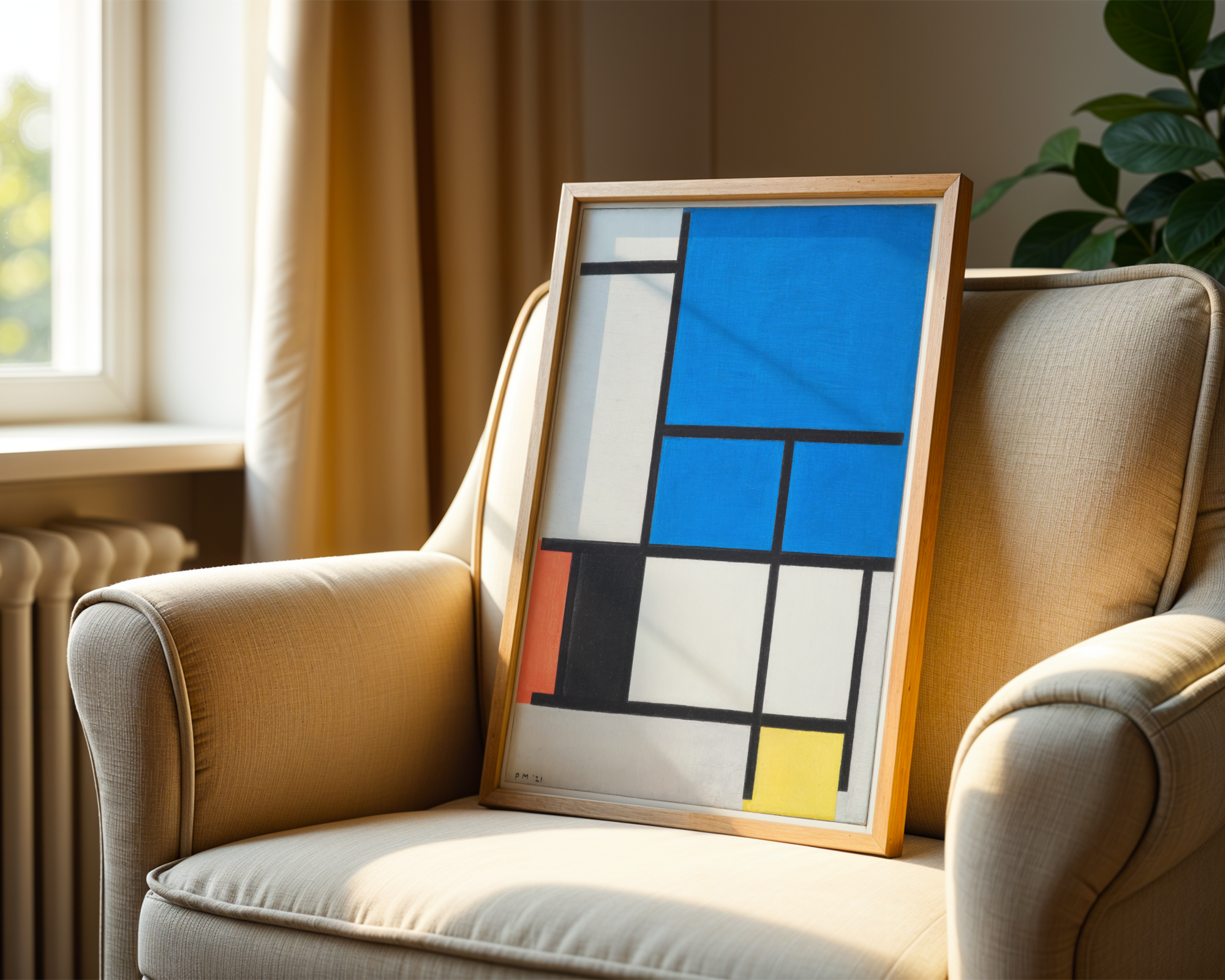 Piet Mondrian - Composition with Large Blue Plane, Red, Black, Yellow, and Gray