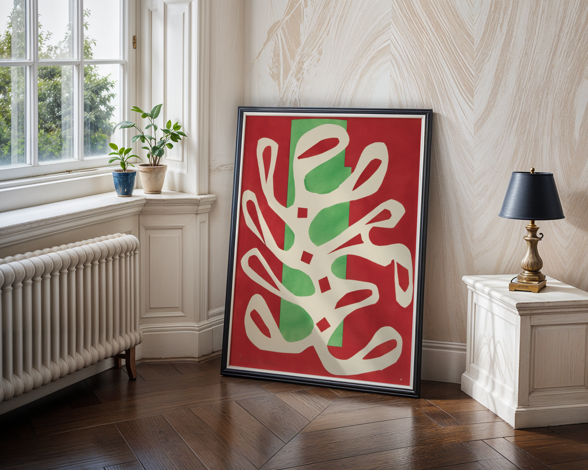 Henri Matisse - Algue Blanche sur Fond Rouge et Vert (1947)