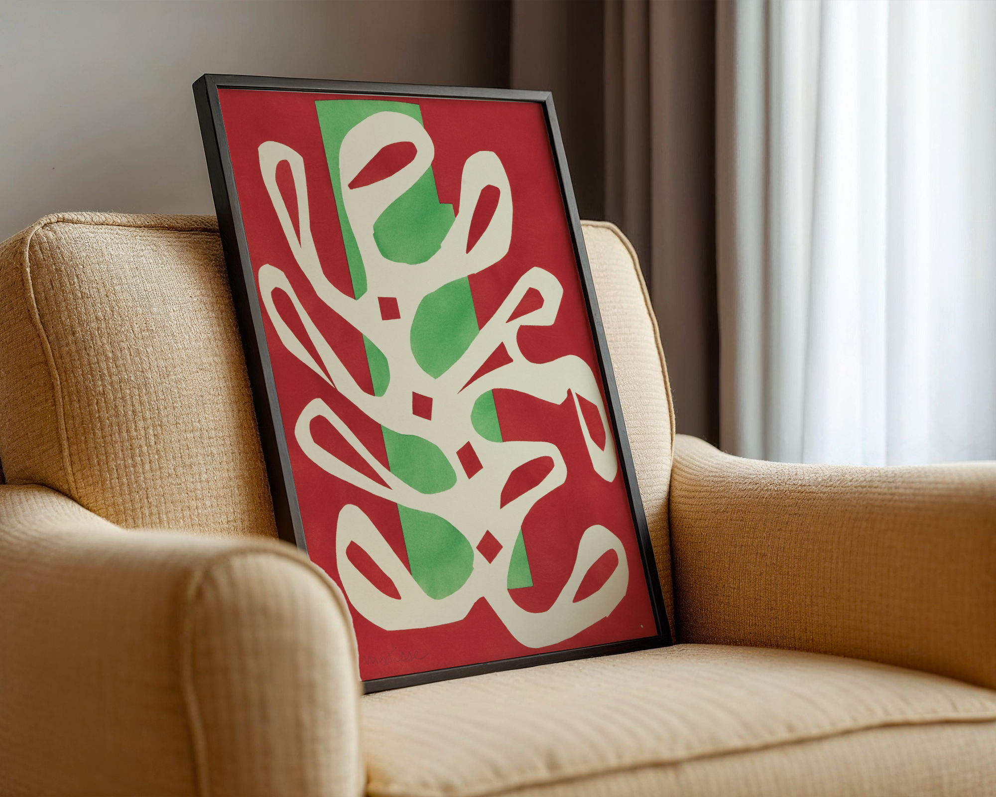 Henri Matisse - Algue Blanche sur Fond Rouge et Vert (1947)