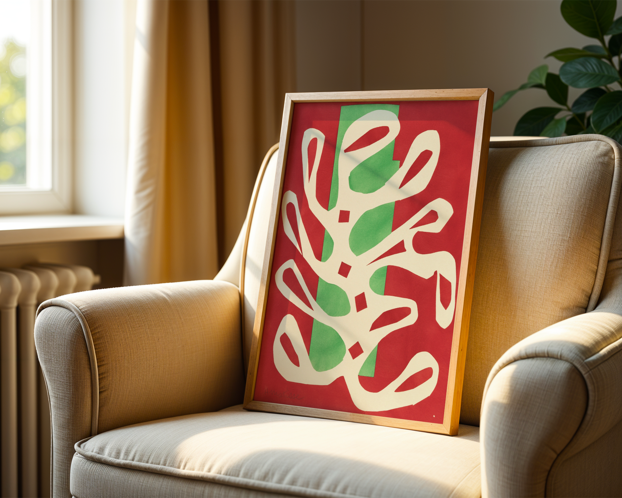 Henri Matisse - Algue Blanche sur Fond Rouge et Vert (1947)