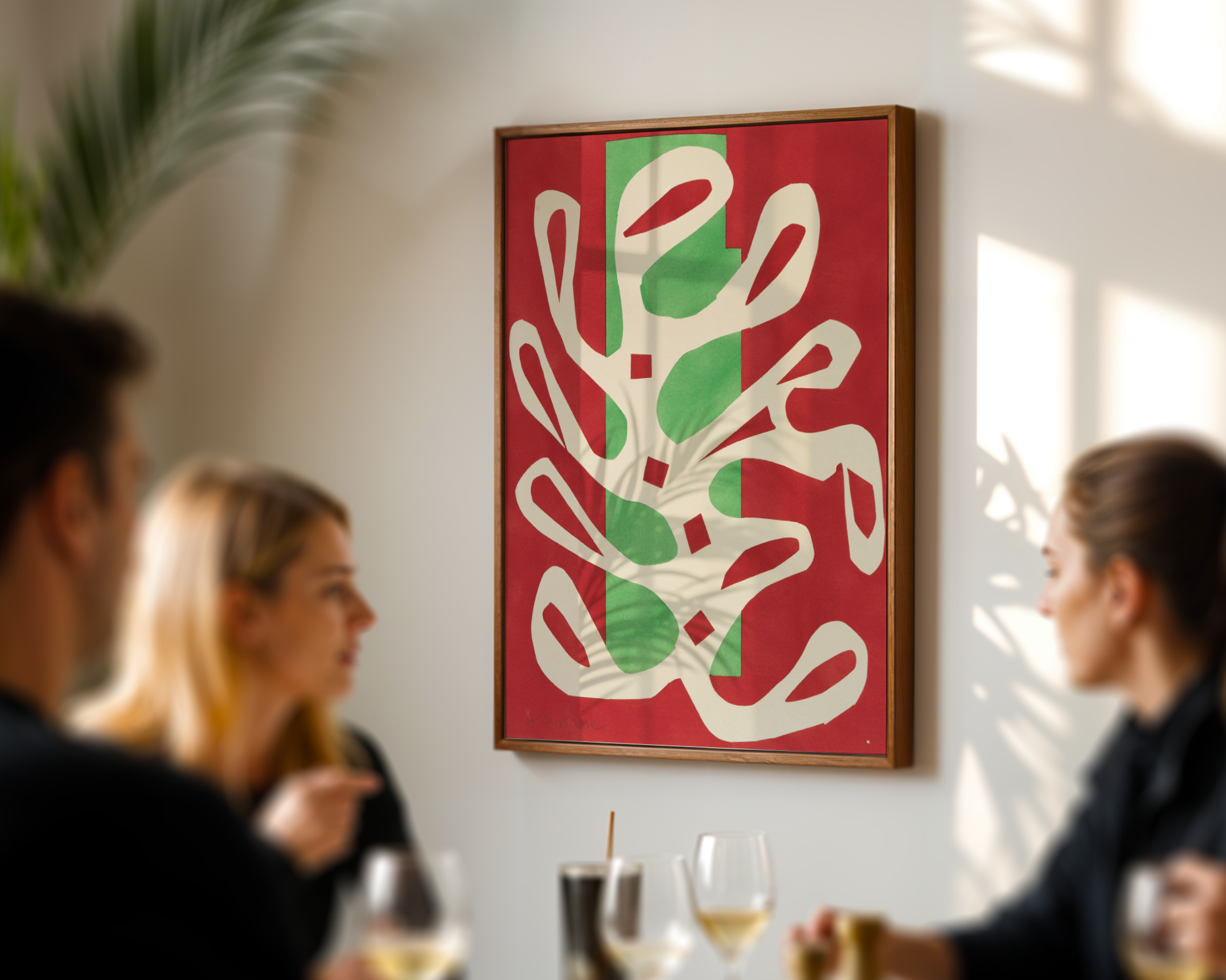 Henri Matisse - Algue Blanche sur Fond Rouge et Vert (1947)