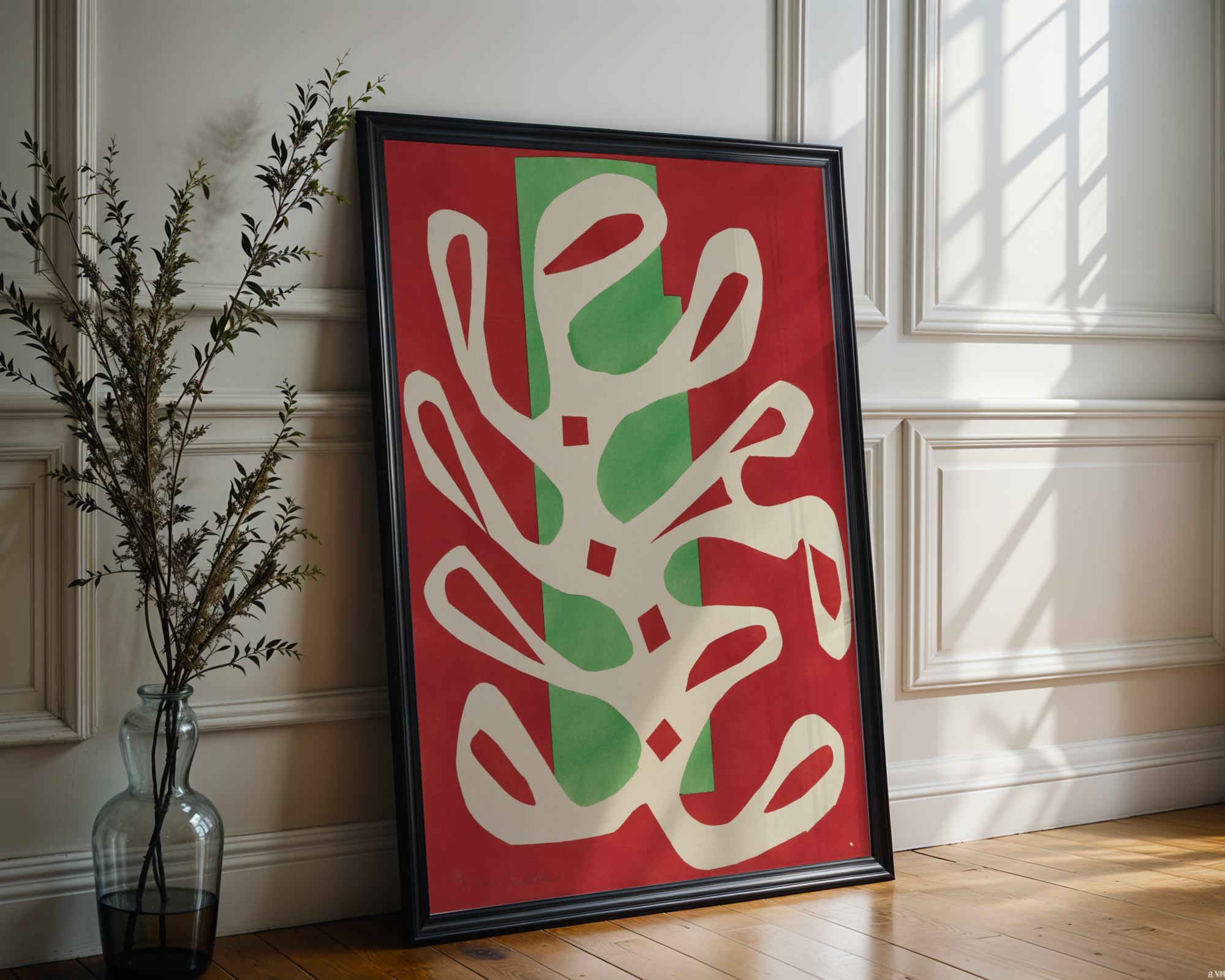 Henri Matisse - Algue Blanche sur Fond Rouge et Vert (1947)
