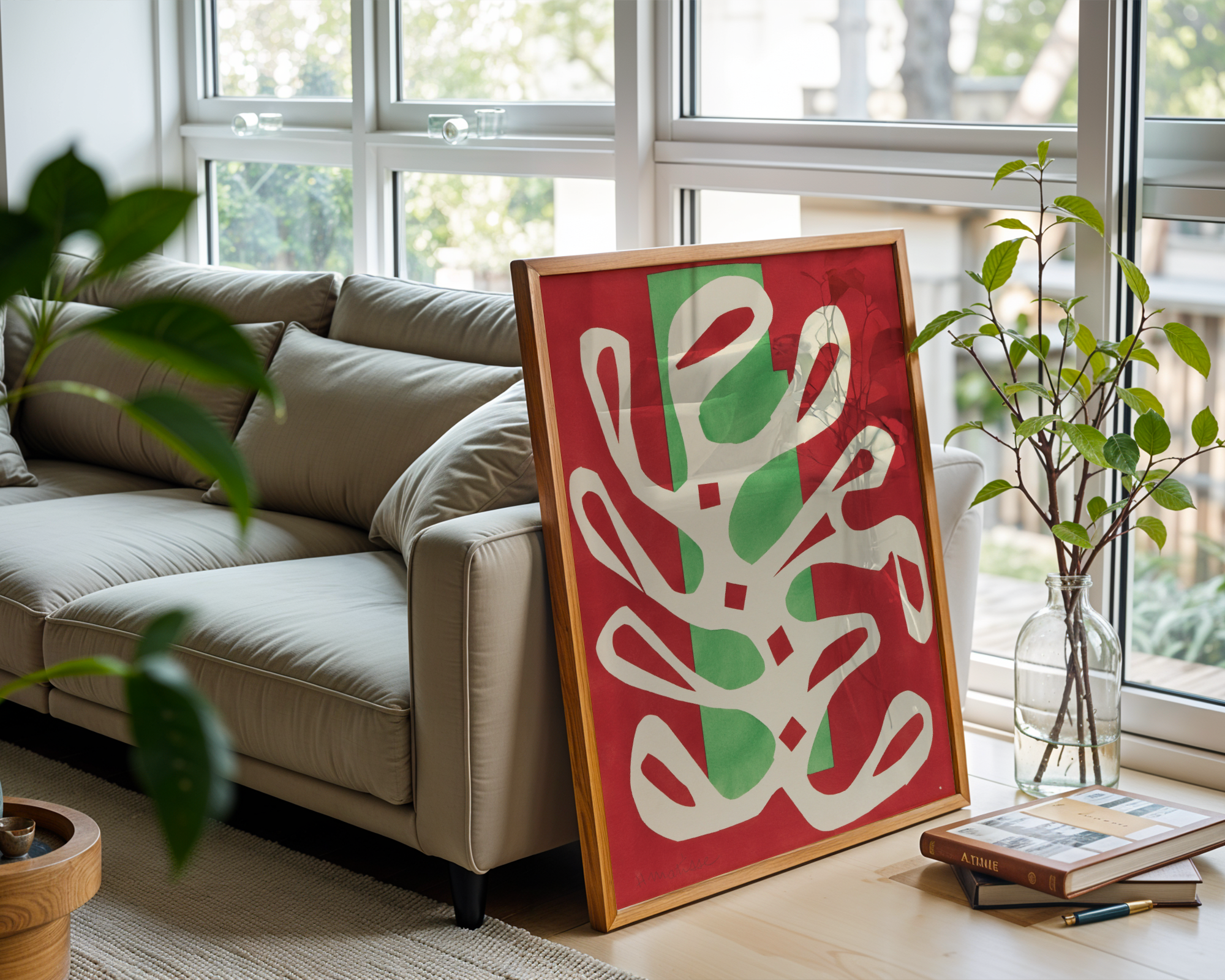 Henri Matisse - Algue Blanche sur Fond Rouge et Vert (1947)