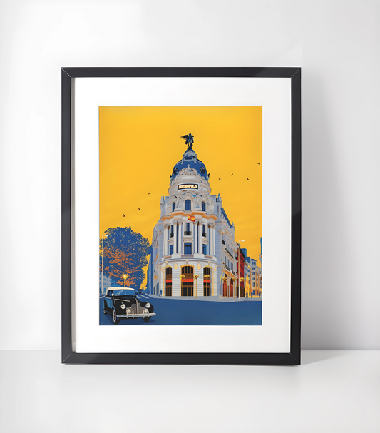 Pop-Kunst / Vintage Europeiske Byer - Kunsttrykk A3+/A3 - Uten ramme #4 Madrid