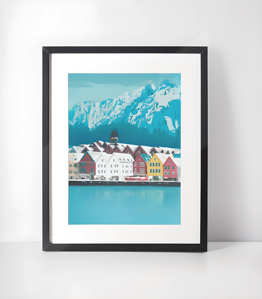 Norge Vintage Illustrasjoner Kunst -Kunstsamling - Kunsttrykk A3+/A3 - Uten ramme