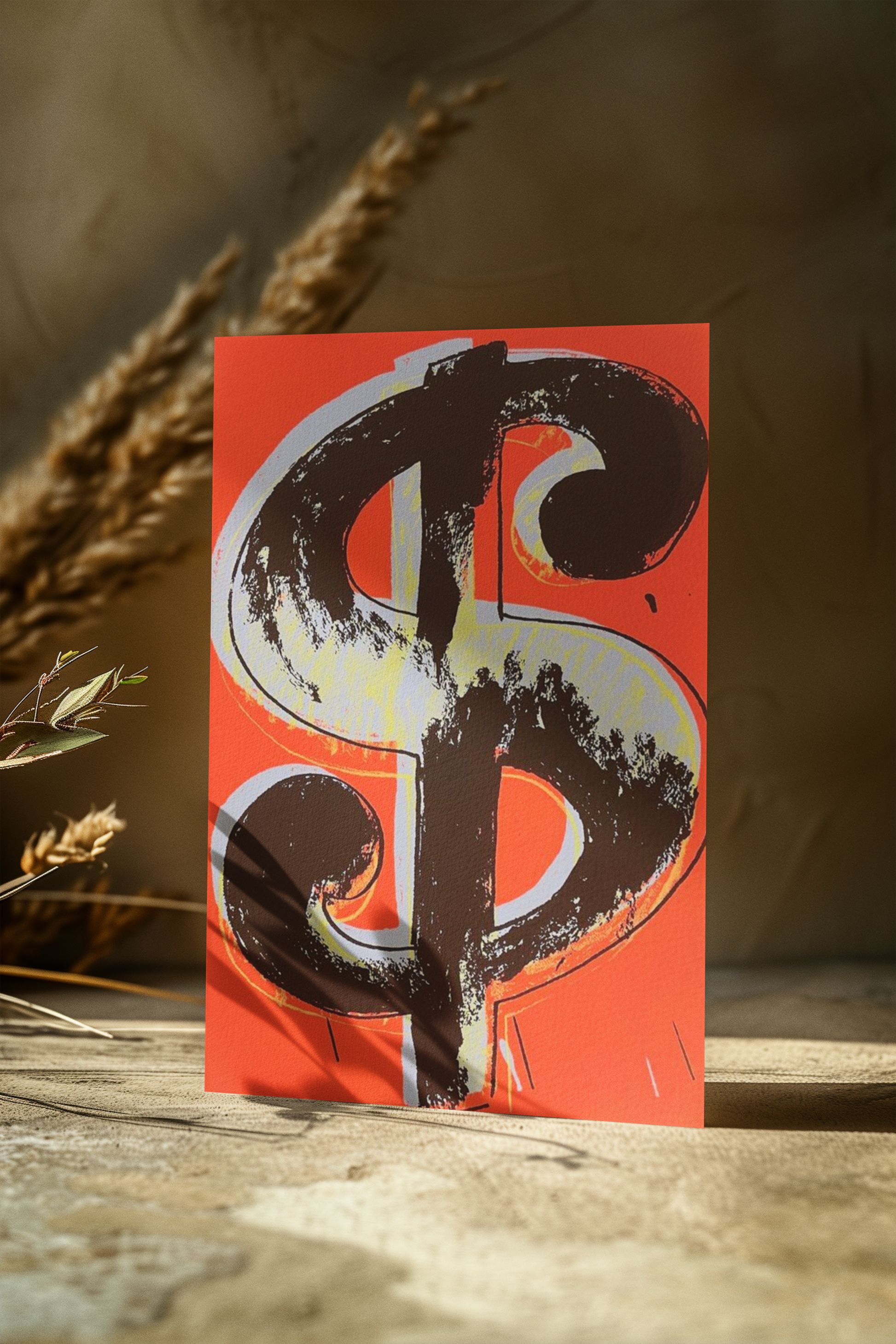 Kunstnerkort Blanding Samling A5 #12 Andy Warhol Dollar Sign A5 (14.8 cm x 21 cm)