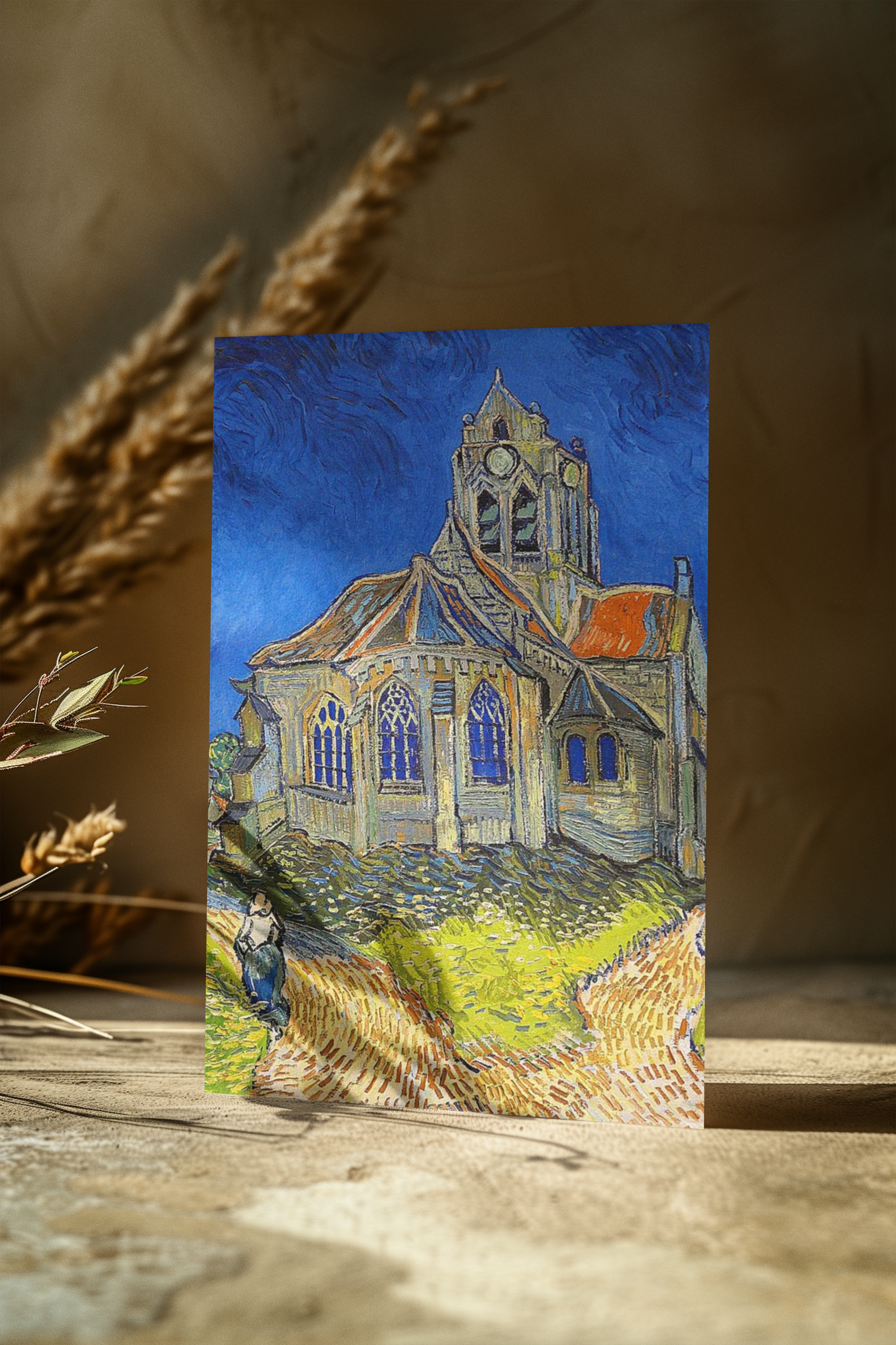 Van Gogh 4x malerier serie - Kunsttrykk A5 #4 Church at Auvers A5 (14.8 cm x 21 cm)