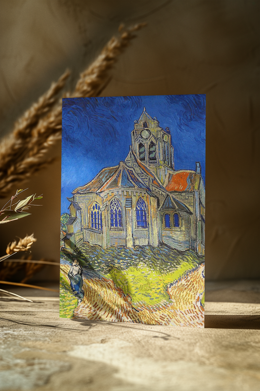 Van Gogh 4x malerier serie - Kunsttrykk A5 #4 Church at Auvers A5 (14.8 cm x 21 cm)