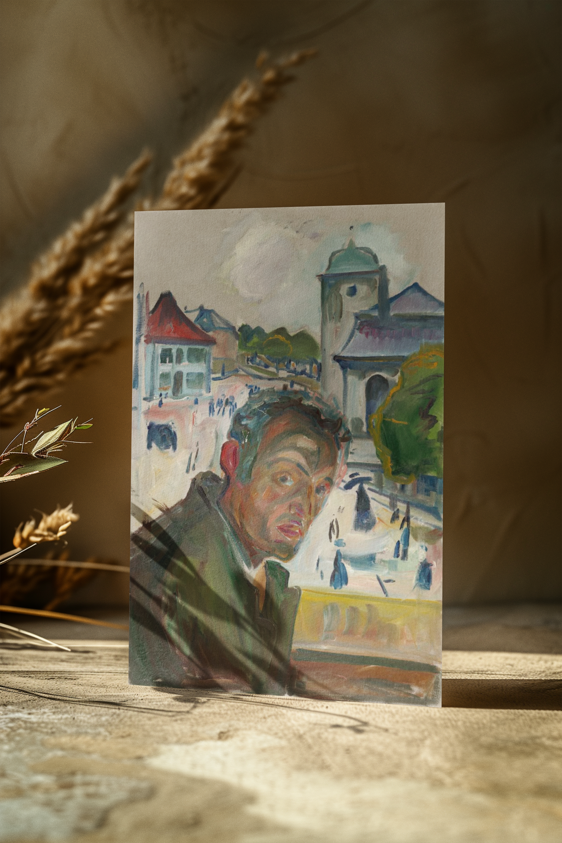 Kunstnerkort Edvard Munch Selvportrett Samling 10x15 cm #2 Munch Selvportrett Bergen 1916 Kunstnerkort 10x15cm