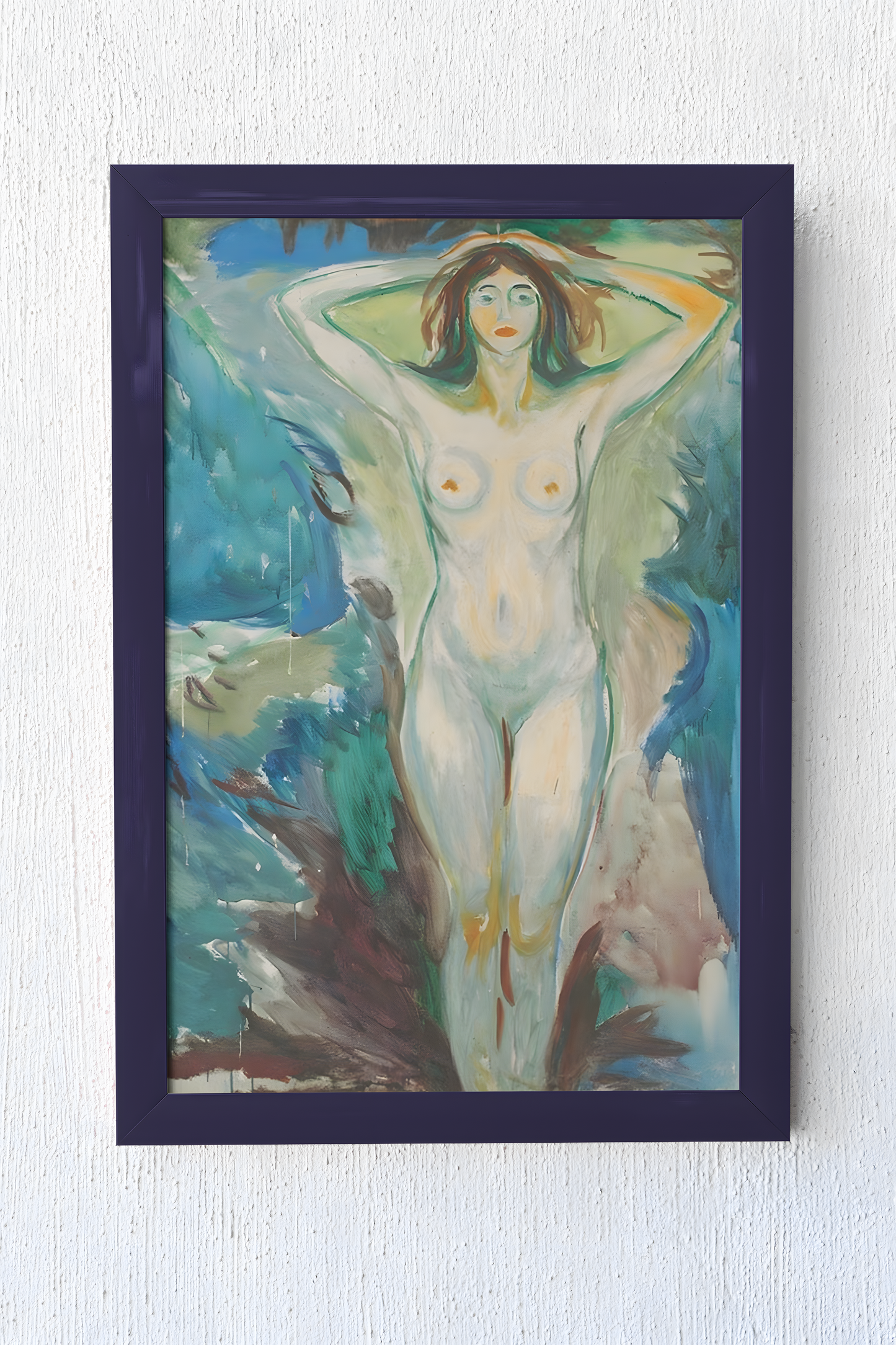 Edvard Munch Kunstsamling • Blanding av ulike verk #9 Standing nude against blue background