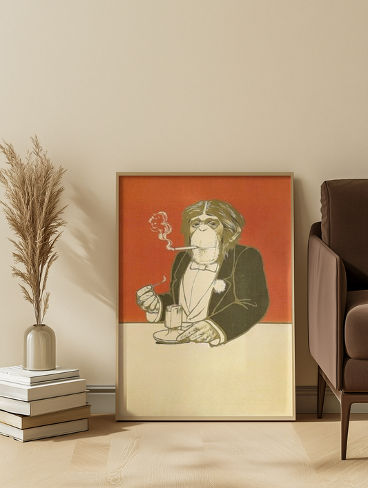 Vintage Kunstplakater Smoking Monkey