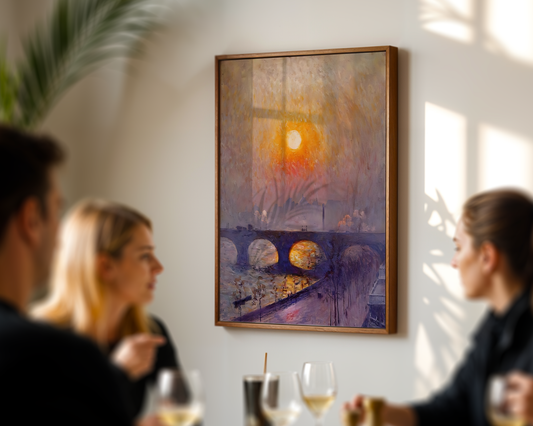 Émile Claus - Sunset over Waterloo Bridge (1916)