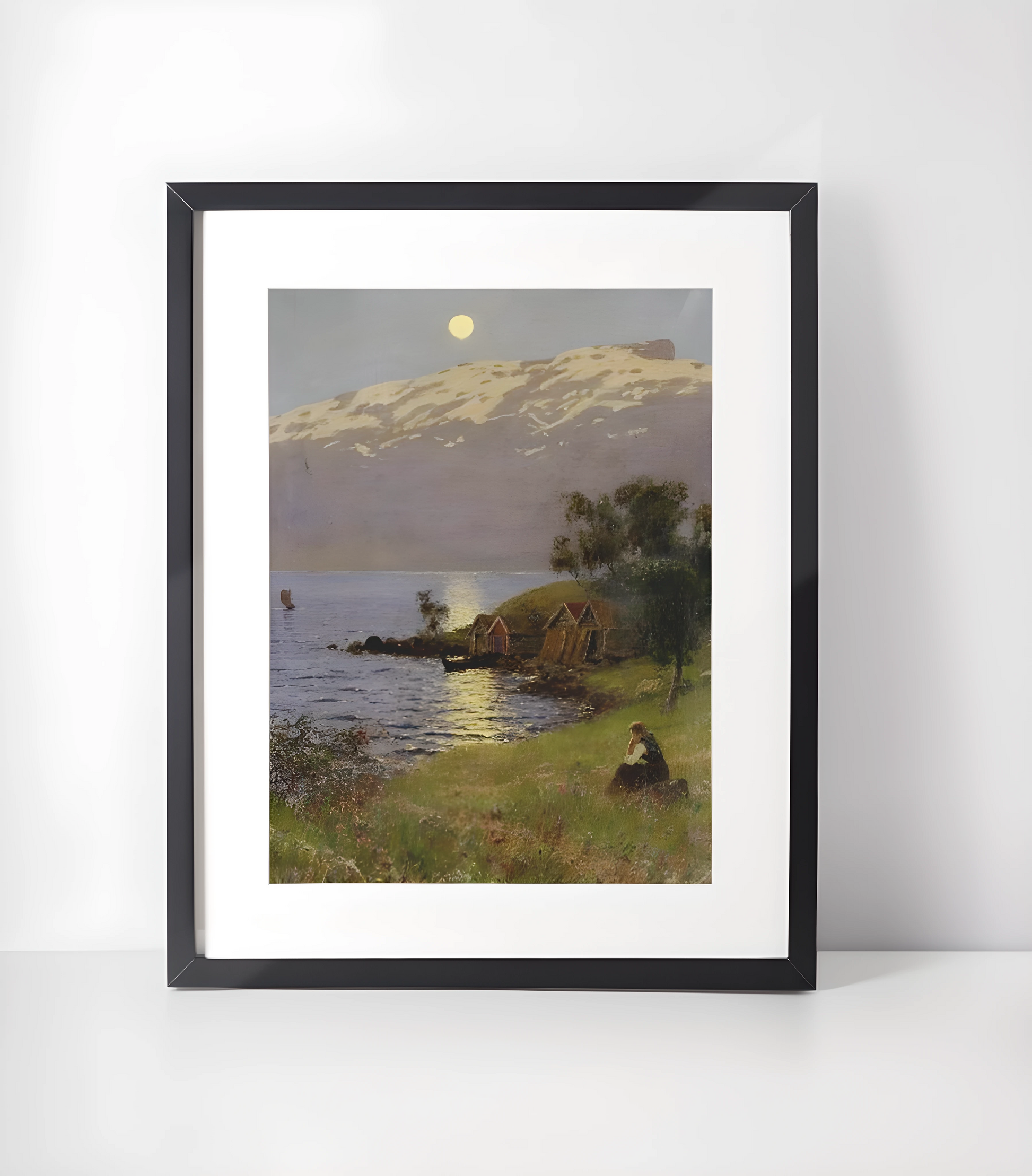 Hans Dahl (1849-1937) Kunstsamling - Kunsttrykk A3+/A3 - Uten ramme #6 Midnattsol over Fjorden