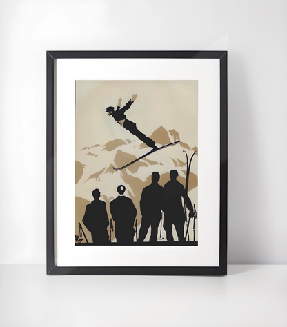 Gammeldags Ski Kunst - Samling - Kunsttrykk A3+/A3 - Uten ramme #2 Skihopp 1920-tallet