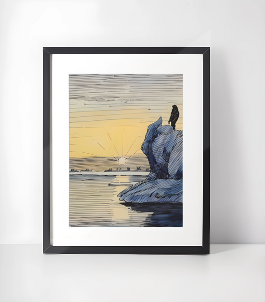Fridtjof Nansen Kunstsamling - Kunsttrykk A3+/A3 - Uten ramme #2 Sollys Arktis Kunst - F.Nansen