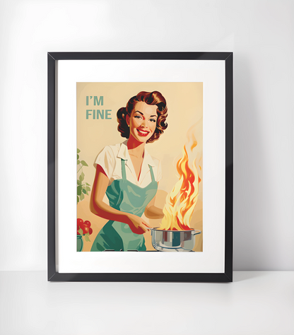 Retro 1950-tallet Humor Kunstsamling - Kunsttrykk A3+/A3 - Uten ramme #3 I AM FINE v2