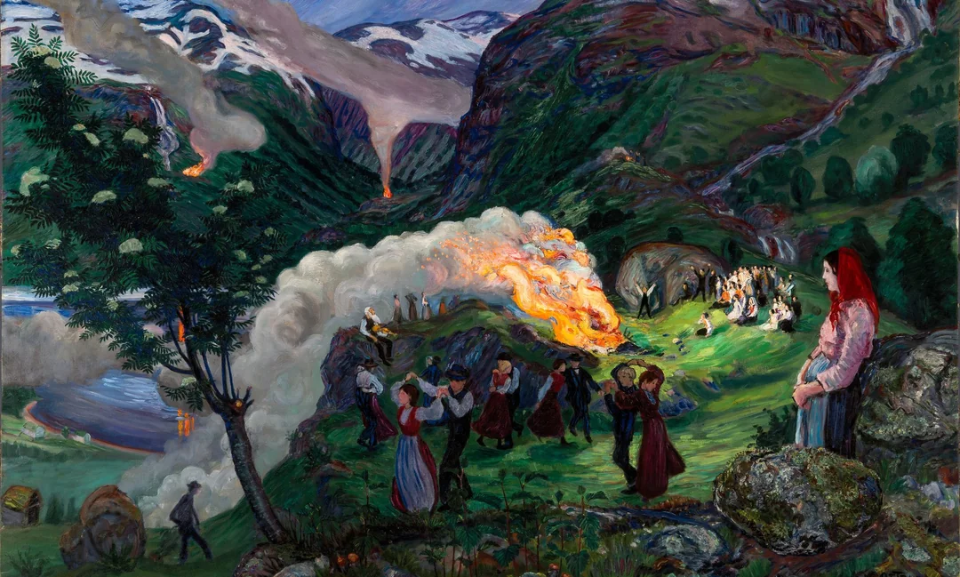 Nikolai Astrup - Midsummer Eve Bonfire (1915)