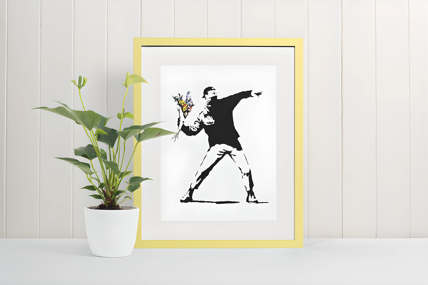 Populær blanding A4 & A5 Kunsttrykk (uten ramme) #7 Banksy Flower Thrower
