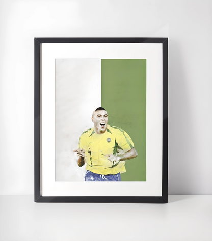 Fotball Ikoner Kunstsamling - Kunsttrykk A3+/A3 - Uten ramme #12 Ronaldo Brasil