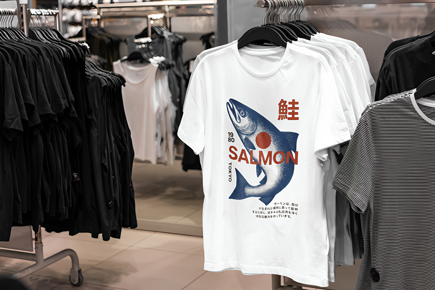 Salmon Japansk Kunst T-Skjorter [S,M,L] (Limited Edition)