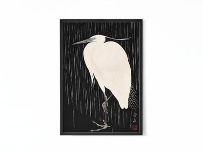 Ide Gakusui - Heron in Rain (雨中白鷺)