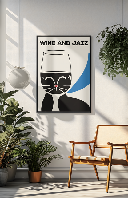 Vintage Wine and Jazz Cat