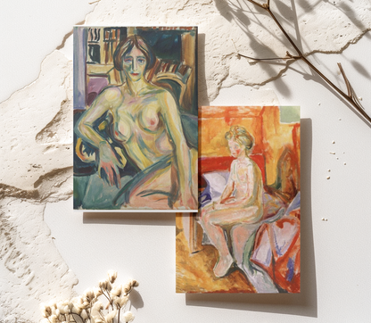 Edvard Munch 4x Nakne malerier serie - Kunsttrykk A5