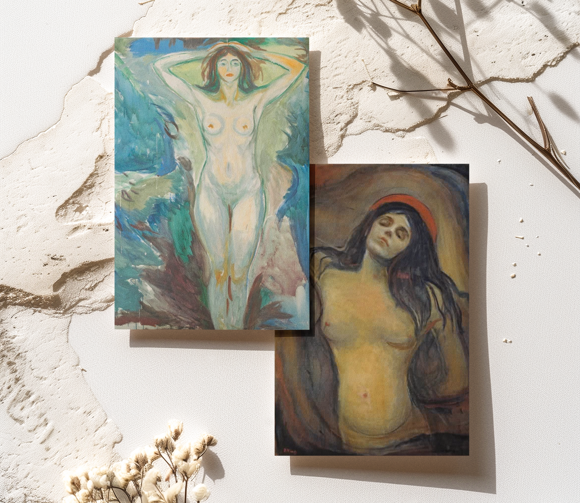 Edvard Munch 4x Nakne malerier serie - Kunsttrykk A5