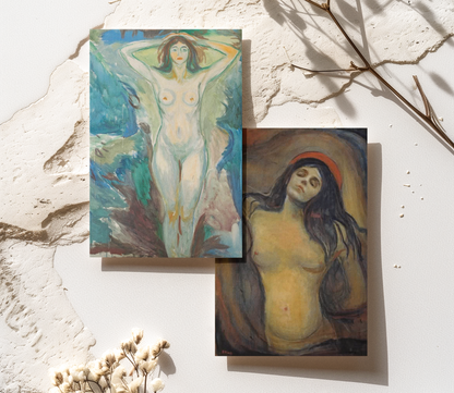 Edvard Munch 4x Nakne malerier serie - Kunsttrykk A5