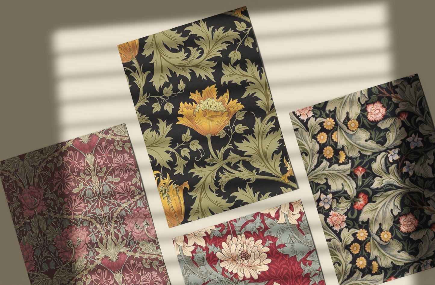 William Morris 4x malerier serie - Kunsttrykk A5 Full serie 4x William Morris A5 Størrelse A5 (14.8 cm x 21 cm)