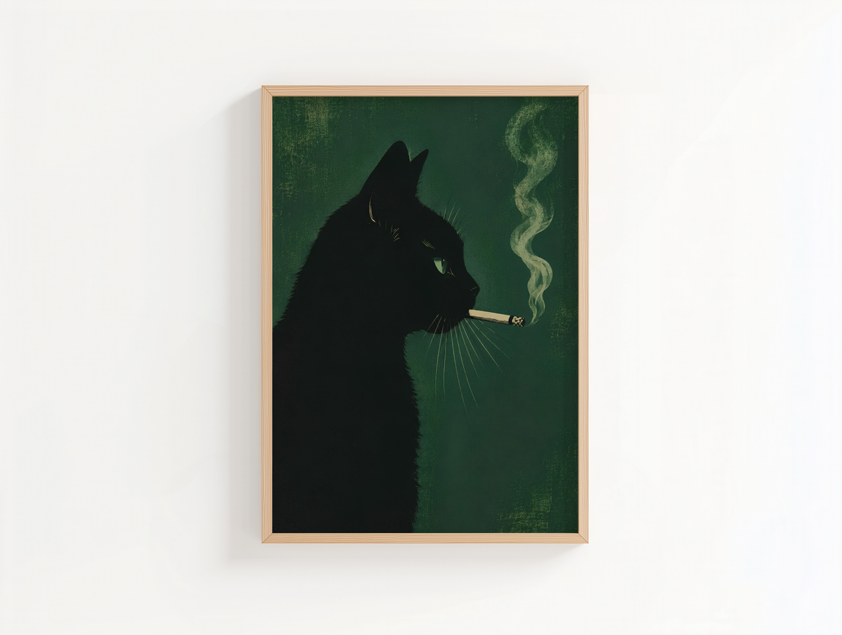 Vintage Smoking Cat