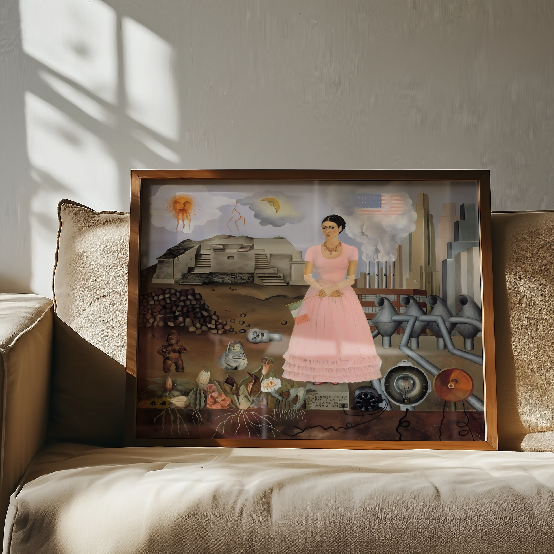 Frida Kahlo - Selvportrett på grensen mellom Mexico og USA (1932)